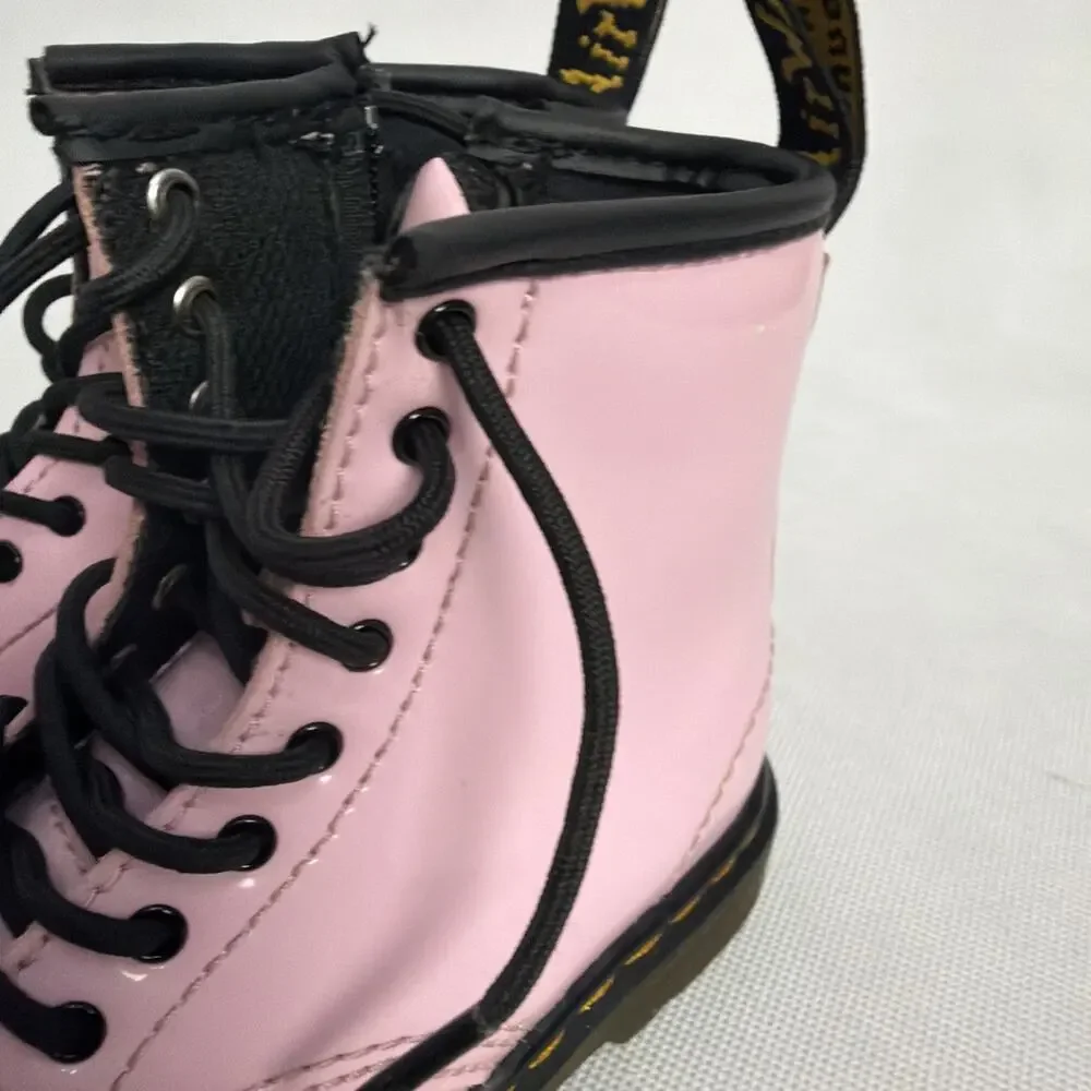 Dr. Martens 1460 T Combat Lace-Up Boots Pale Pink Patent Kids Toddler Size 9